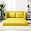 vidaXL Canapé-lit 2 en 1 jaune foncé 122x204x55 cm velours 353963