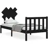 vidaXL Cadre de lit avec tête de lit noir 200x200 cm bois massif