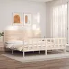 Cadre de lit avec tête de lit super king bois massif Vidaxl Natural