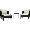 vidaXL Salon de jardin 5 pcs avec coussins Noir Résine tressée