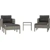 vidaXL Salon de jardin 5 pcs avec coussins Gris Résine tressée
