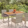 vidaXL Table de jardin dessus en bois Gris 150x90x75 cm Résine tressée