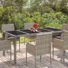 vidaXL Table de jardin dessus en verre Gris 190x90x75cm Résine tressée