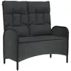 vidaXL Banc de jardin inclinable avec coussins 107 cm Poly rotin Noir