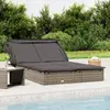 vidaXL Transat 2 places avec toit pliable gris 213x118x97 cm