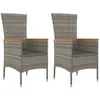 vidaXL Chaises de jardin avec coussins 2 pcs Résine tressée Gris