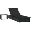 vidaXL Transat 1 pc avec table noir résine tressée