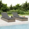 vidaXL Transats 2 pcs avec table gris résine tressée