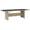 vidaXL Table de jardin plateau en verre Résine tressée verre trempé