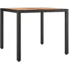vidaXL Table de jardin plateau en bois Noir Résine tressée bois massif