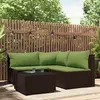 vidaXL Salon de jardin 4 pcs avec coussins Marron Résine tressée