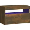 vidaXL Table de chevet avec lumières LED Chêne fumé 60x35x40 cm