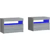 vidaXL Tables de chevet 2 pcs et lumières LED Sonoma gris 60x35x40 cm