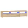 vidaXL Meuble TV avec lumières LED Chêne sonoma 180x35x40 cm