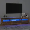 vidaXL Meuble TV avec lumières LED Chêne fumé 195x35x40 cm