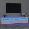 vidaXL Meuble TV avec lumières LED Blanc 195x35x40 cm 3152738