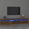 vidaXL Meuble TV avec lumières LED Chêne fumé 240x35x40 cm