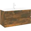 vidaXL Meuble lavabo avec bassin intégré Chêne fumé Bois d'ingénierie