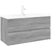 vidaXL Meuble lavabo avec bassin intégré Sonoma gris Bois d'ingénierie