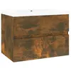 vidaXL Meuble lavabo avec bassin intégré Chêne fumé Bois d'ingénierie