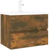 vidaXL Meuble lavabo avec bassin intégré Chêne fumé Bois d'ingénierie