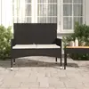 vidaXL Banc de Jardin à 2 Places avec Coussins Noir Résine Tressée