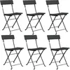 vidaXL Chaises de bistrot pliantes 6 pcs Noir Résine tressée et acier