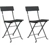 vidaXL Chaises de bistrot pliantes 2 pcs Noir Résine tressée et acier