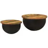 vidaXL Ensemble de tables basses 2 pcs noir bois récupération massif