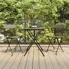 vidaXL Ensemble de bistro pliable 3 pcs Gris Résine tressée