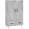 vidaXL Buffet haut gris béton 69,5x31x115 cm bois d'ingénierie