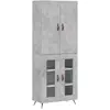 vidaXL Buffet haut Gris béton 69,5x34x180 cm Bois d'ingénierie