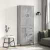 vidaXL Vidaxl Buffet Haut Sonoma Gris 69,5x34x180 Cm Bois D'ingénierie