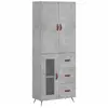 vidaXL Buffet haut Gris béton 69,5x34x180 cm Bois d'ingénierie