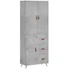 vidaXL Buffet haut Gris béton 69,5x34x180 cm Bois d'ingénierie