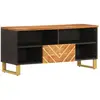 vidaXL Meuble TV marron et noir 100x33,5x46 cm bois massif de manguier