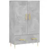 vidaXL Buffet haut gris béton 69,5x31x115 cm bois d'ingénierie
