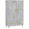 vidaXL Buffet haut gris béton 69,5x31x115 cm bois d'ingénierie