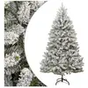 vidaXL Sapin de Noël artificiel à charnières avec neige floquée 210 cm