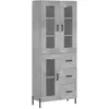vidaXL Buffet haut Gris béton 69,5x34x180 cm Bois d'ingénierie