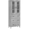vidaXL Buffet haut Gris béton 69,5x34x180 cm Bois d'ingénierie