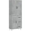 vidaXL Buffet haut Gris béton 69,5x34x180 cm Bois d'ingénierie