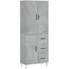 vidaXL Buffet haut Gris béton 69,5x34x180 cm Bois d'ingénierie