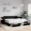 vidaXL Lit de jour avec gigogne et tiroirs noir 100x200 cm tissu