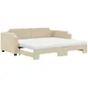 vidaXL Lit de jour avec gigogne et matelas crème 80x200 cm tissu