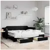 vidaXL Lit de jour avec gigogne et tiroirs noir 80x200 cm tissu