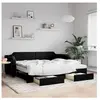 vidaXL Lit de jour avec gigogne et tiroirs noir 80x200 cm tissu