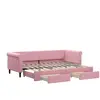 vidaXL Lit de jour avec gigogne et tiroirs sans matelas rose 80x200 cm