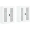 vidaXL Armoires murales 2 pcs blanc bois d'ingénierie