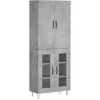 vidaXL Buffet haut Gris béton 69,5x34x180 cm Bois d'ingénierie